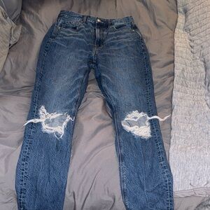 American Eagle Outfitters Blue Ripped Straight Leg Jeans